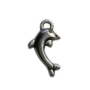 Dolphin Pendant Silver Tone Charm Bracelet Necklace Jewelry Craft Dangle u Nauti